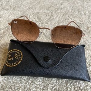 RAY BAN HEXAGONAL FLAT LENSES ROSE GOLD